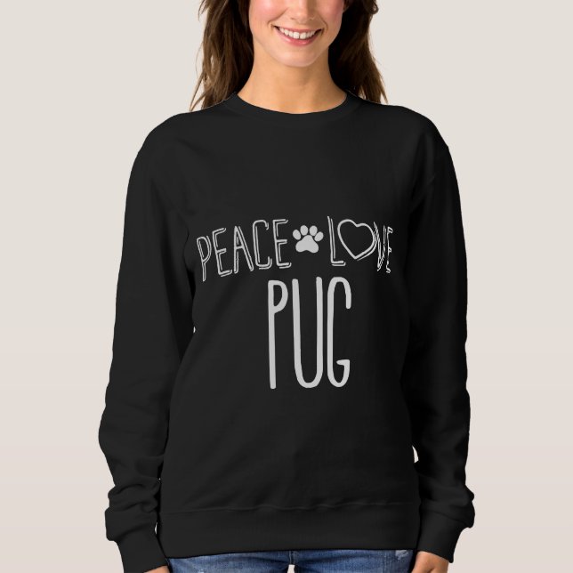 Peace Liebe Mops Hund liebt essenziellen T - Shirt (Vorderseite)