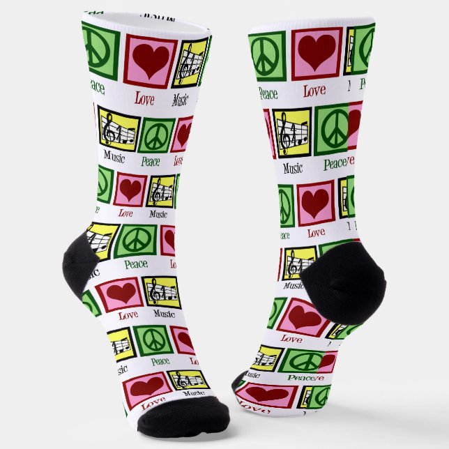 Peace Liebe Music Custom Musician Weihnachten Socken (Gewinkelt)