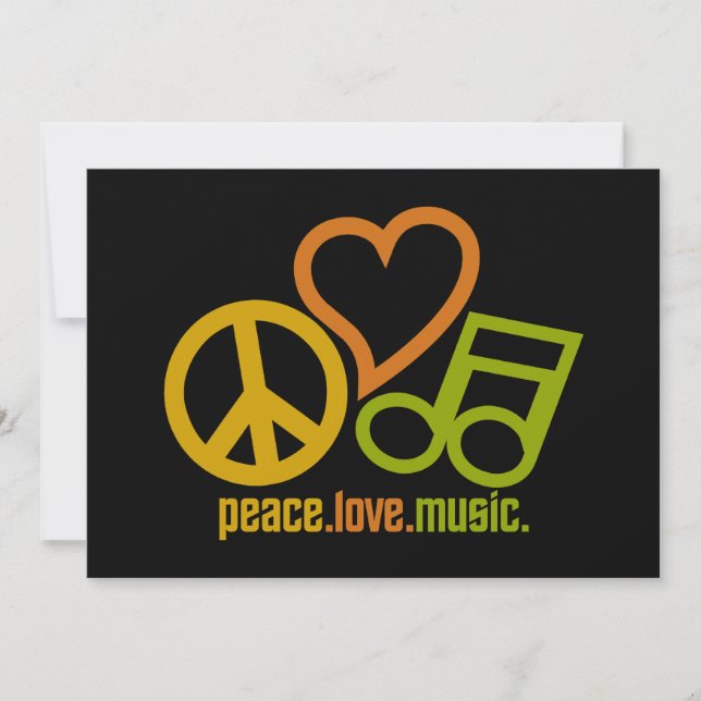 Peace Liebe Music Einladung, individuell anpassbar Einladung (Vorderseite)