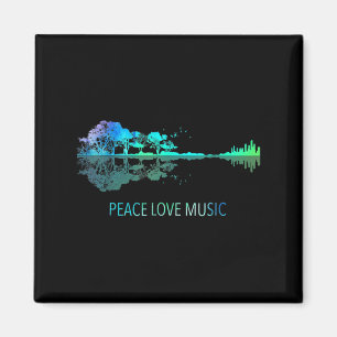 Peace Liebe Music Guitar Lake Shadow Hippie Musici Magnet