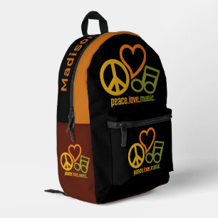 Peace Liebe Music individuelle Name Bedruckter Rucksack