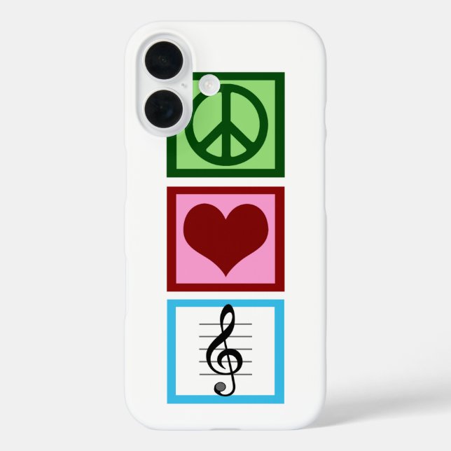 Peace Liebe Music iPhone 16 Hülle (Rückseite)