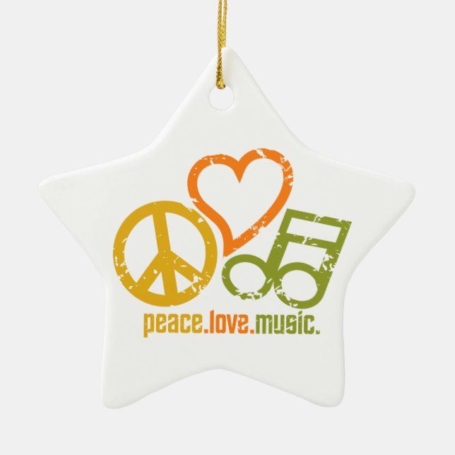 Peace Liebe Music Ornament, anpassbar Keramikornament (Vorne)