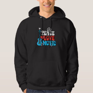 Peace Liebe Music Retro Rock Roll Guitar Peace Sym Hoodie