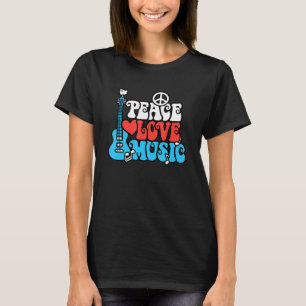 Peace Liebe Music Retro Rock Roll Guitar Peace Sym T-Shirt