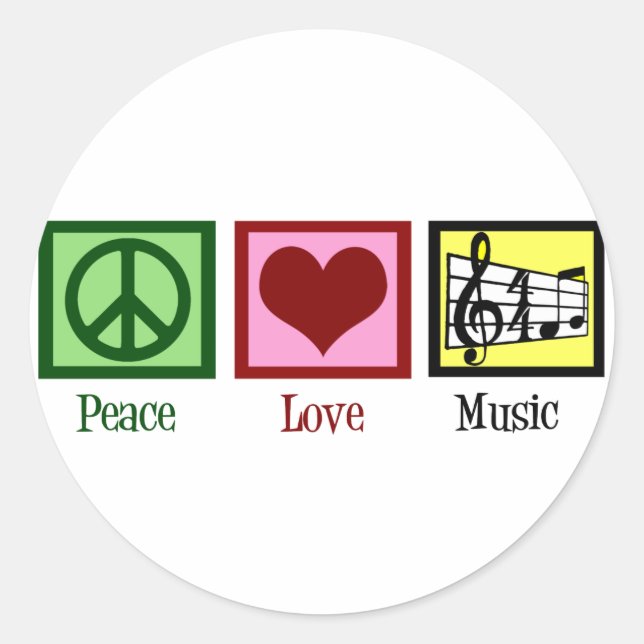 Peace Liebe Music Runder Aufkleber (Vorderseite)