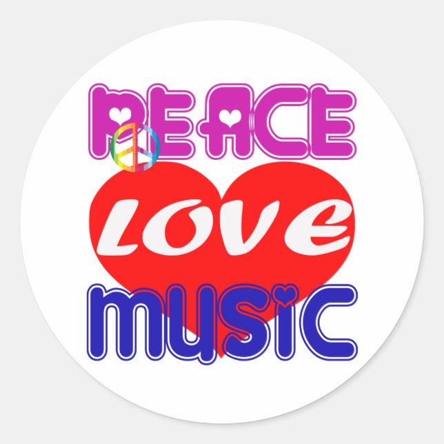 Peace Liebe Music Runder Aufkleber (Vorderseite)