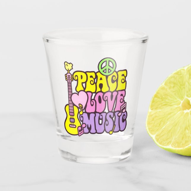 Peace Liebe Music Schnapsglas (Vorderseite)