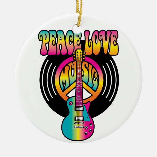 Peace-Liebe-Music-Vinyl Keramikornament (Vorne)