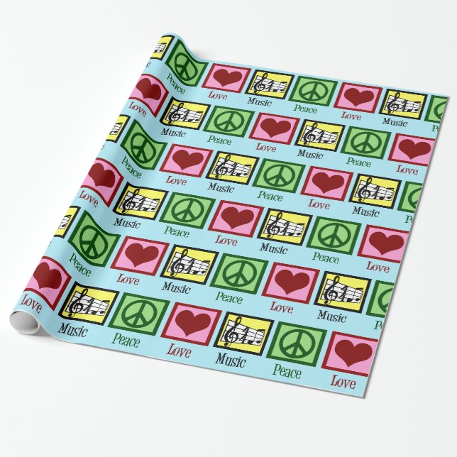 Peace Liebe Music - Weihnachten Geschenkpapier (Ungerollt)