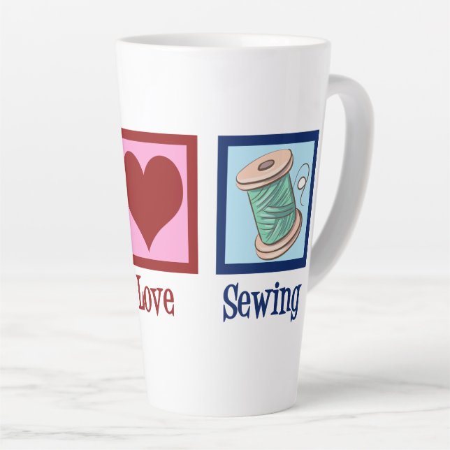 Peace Liebe Nähen Niedlich Seamstress Milchtasse (Rechte Ecke)