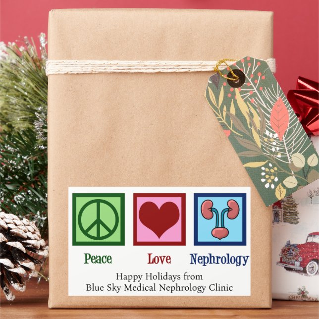 Peace Liebe Nephrologie Weihnachtsnephrologe Rechteckiger Aufkleber (Feiertag)