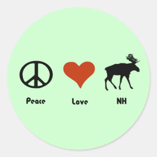 Peace Liebe New Hampshire Runder Aufkleber