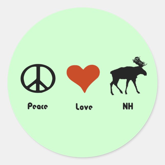 Peace Liebe New Hampshire Runder Aufkleber (Vorderseite)