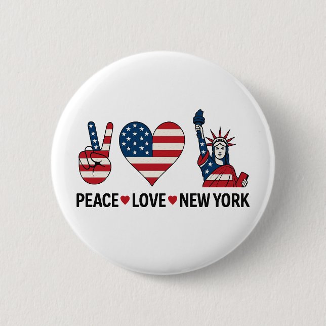 Peace Liebe New York Button (Vorderseite)