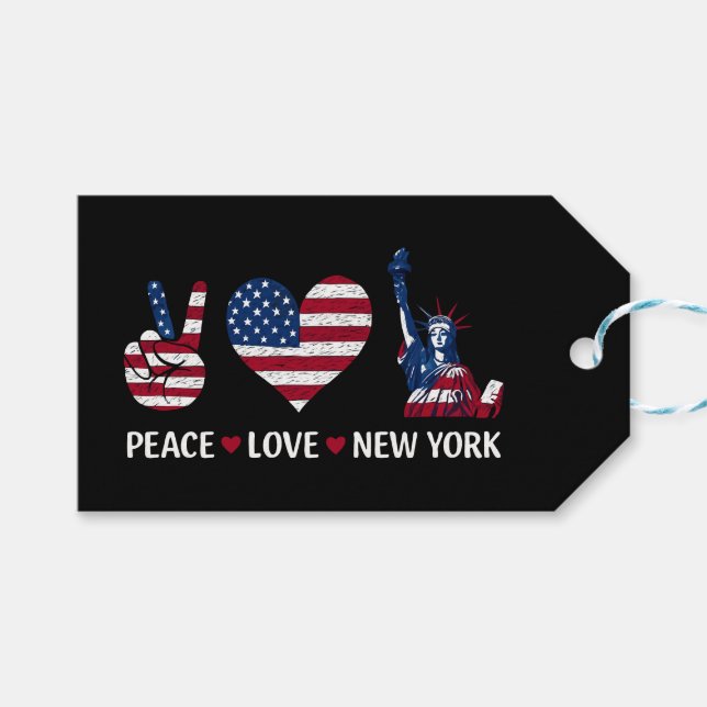 Peace Liebe New York Geschenkanhänger (Vorderseite (Horizontal))