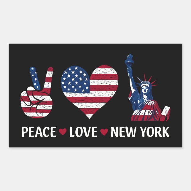 Peace Liebe New York Rechteckiger Aufkleber (Vorderseite)