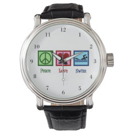 Peace Liebe Niedliches Schwimmteam Armbanduhr