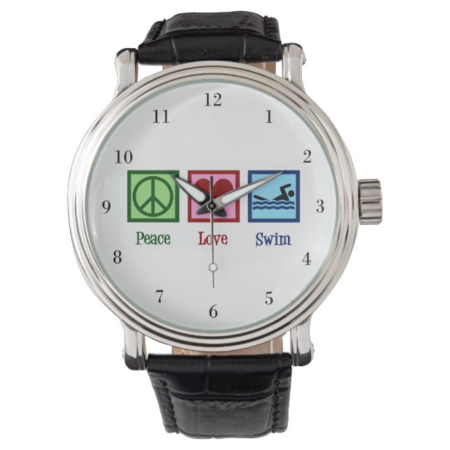 Peace Liebe Niedliches Schwimmteam Armbanduhr (Vorderseite)