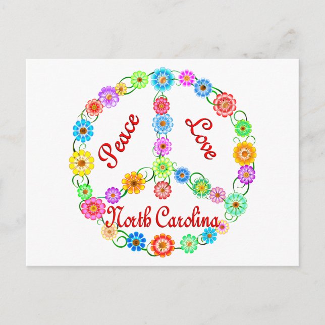 Peace Liebe North Carolina Postkarte (Vorderseite)