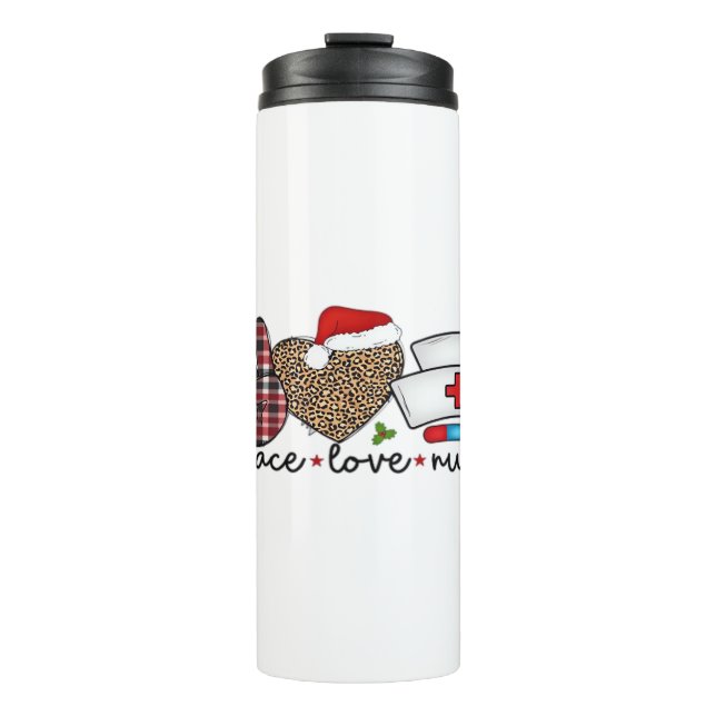 Peace Liebe Nurse, Halloween Klassischer T - Shirt Thermosbecher (Vorderseite)