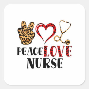 Peace Liebe Nurse - Niedliche Krankenversicherung Quadratischer Aufkleber