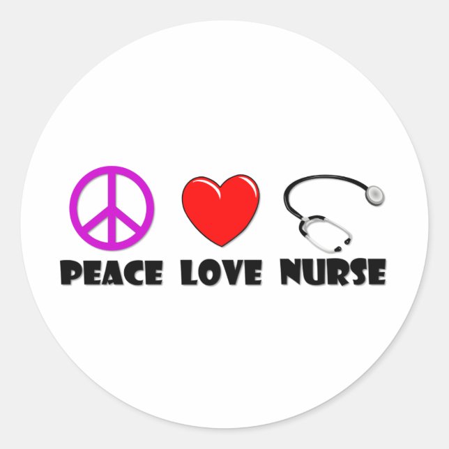 Peace Liebe Nurse Runder Aufkleber (Vorderseite)