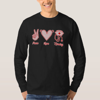 Peace Liebe Nurse Stethoscope Hat Heart Sym T-Shirt