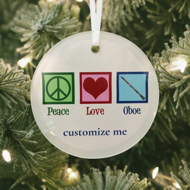 Peace Liebe Oboe Player Personalisiert Weihnachten Ornament Aus Glas (InSitu)