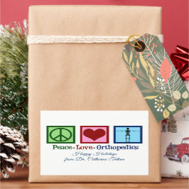 Peace Liebe Orthopädie Personalisierte Weihnachten Rechteckiger Aufkleber
