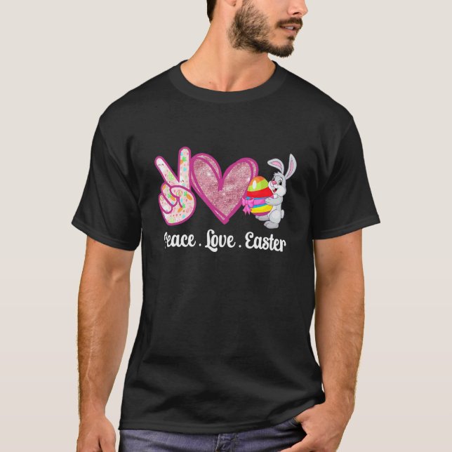 Peace Liebe Osterfest Bunny Easter Männer Frauen K T-Shirt (Vorderseite)