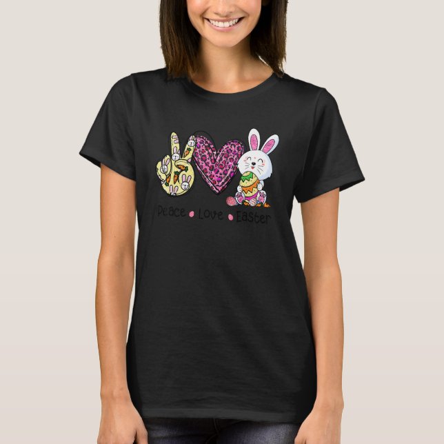 Peace Liebe Osterleopard Bunny Egg Basket Frauen K T-Shirt (Vorderseite)