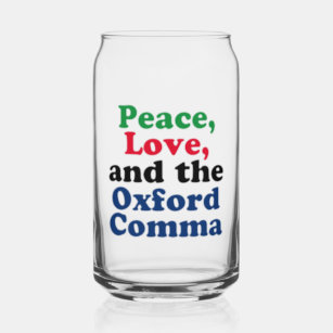 Peace Liebe Oxford Comma English Grammar Spaß Dosenglas