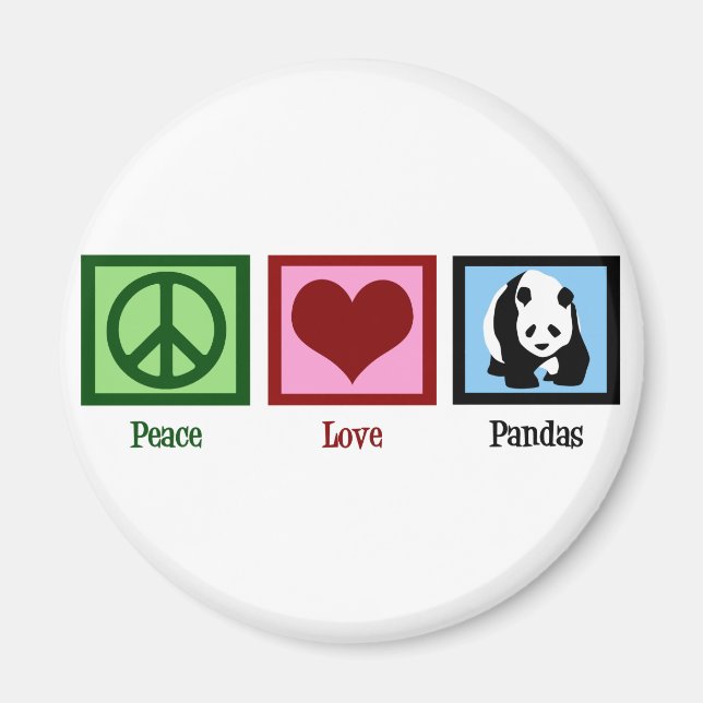 Peace Liebe Pandas Magnet (Vorne)