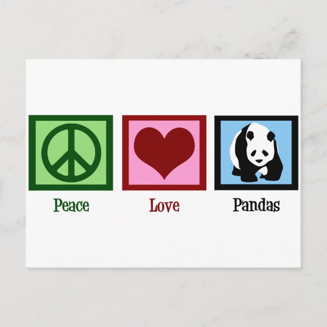 Peace Liebe Pandas Postkarte (Vorderseite)