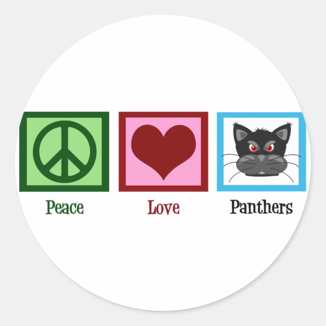 Peace Liebe Panthers Runder Aufkleber (Vorderseite)