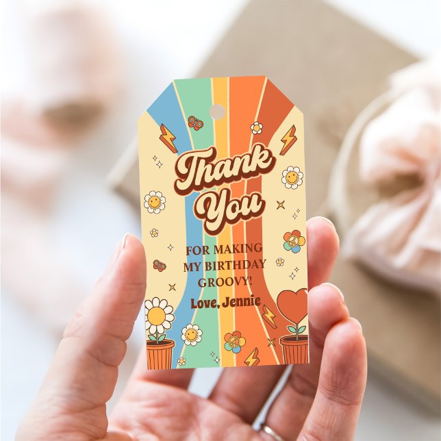 Peace Liebe Party Retro Rainbow 6. Geschenkanhänger (Von Creator hochgeladen)