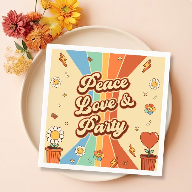 Peace Liebe Party Retro Rainbow 6. Serviette (Von Creator hochgeladen)