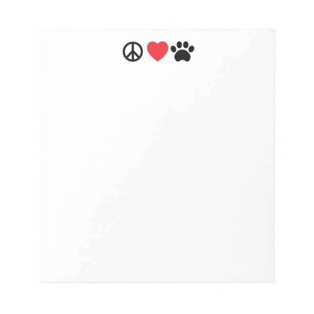 Peace Liebe Paw Notepad Notizblock (Vorderseite)