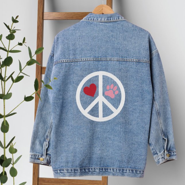 Peace Liebe Paw Print Denim Jacket Jeansjacke (Von Creator hochgeladen)