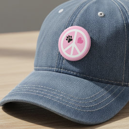 Peace Liebe Paws Pawprint Button