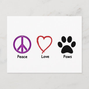 Peace Liebe Paws Postkarte