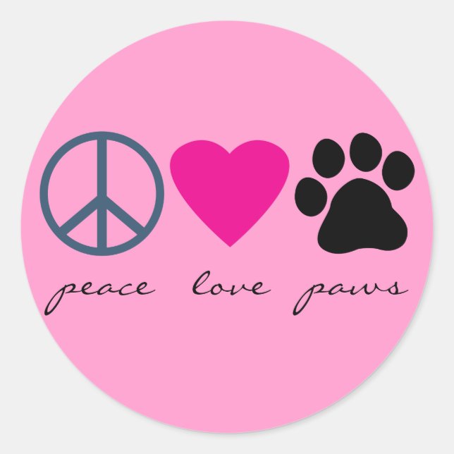 Peace Liebe Paws Runder Aufkleber (Vorderseite)