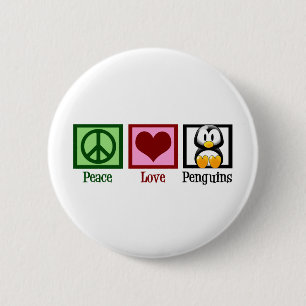 Peace Liebe Penguins Button