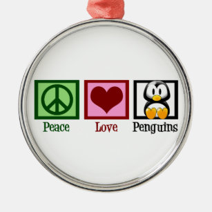 Peace Liebe Penguins Silbernes Ornament