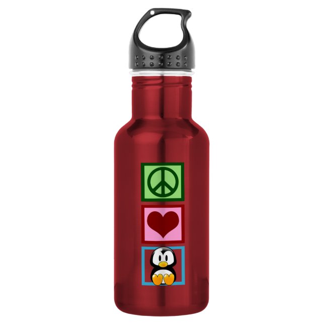 Peace Liebe Penguins Trinkflasche (Vorderseite)