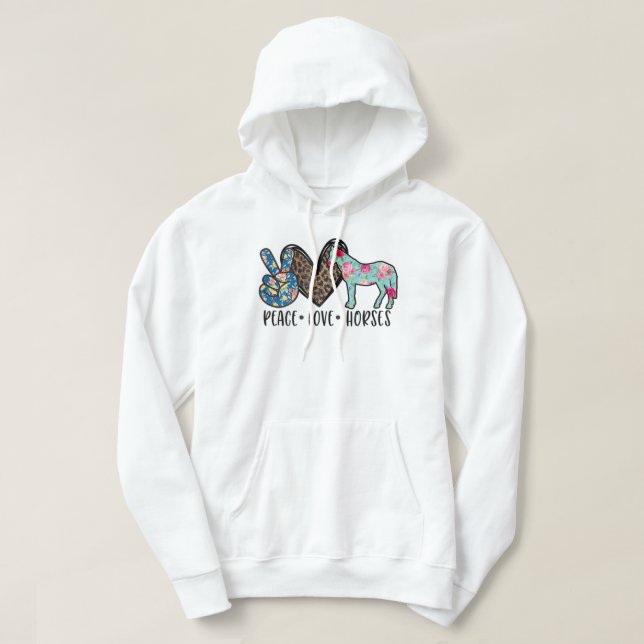 Peace Liebe Pferde Funny T-Shirt für Pferde Lover Hoodie (Design vorne)