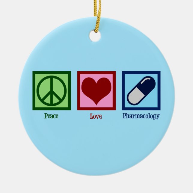Peace Liebe Pharmokologie Keramik Ornament (Vorne)
