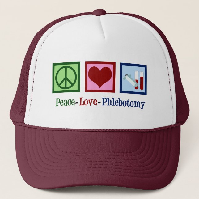 Peace Liebe Phlebotomie Niedlich Phlebotomist Truckerkappe (Vorderseite)