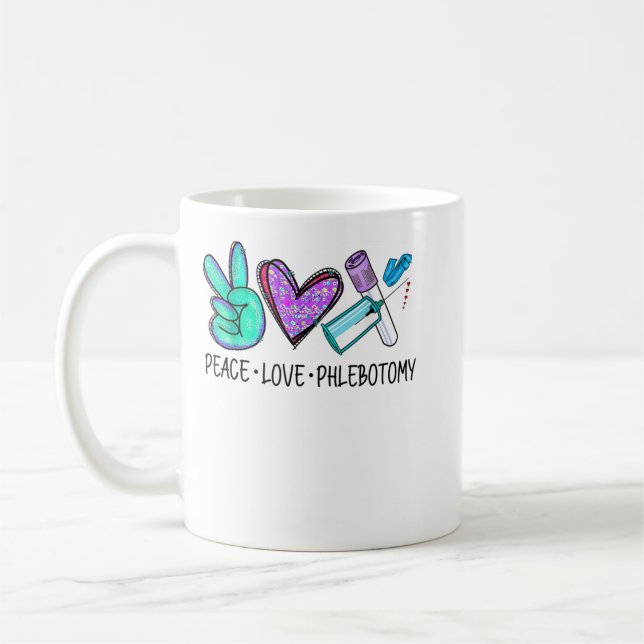 Peace Liebe Phlebotomie Phlebotomist Tech Technike Kaffeetasse (Links)